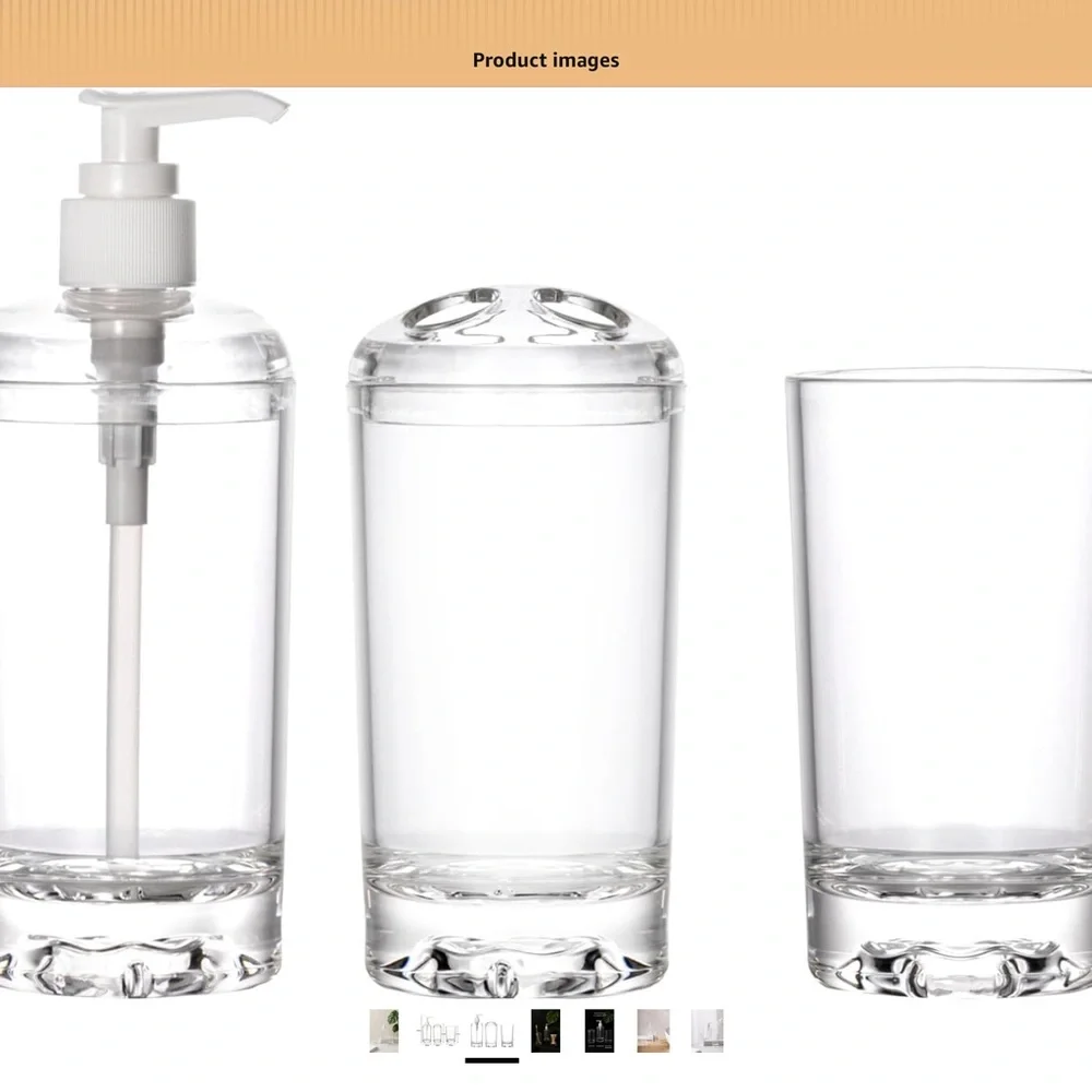 3 Piece Bathroom Accessories - Clear Acrylic Bathroom Set - Picture 4 of 8